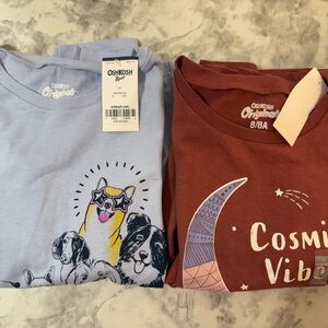 OshKosh Kids Graphic Tee - Light Blue dog Print & cosmic vibes print 100% cotton